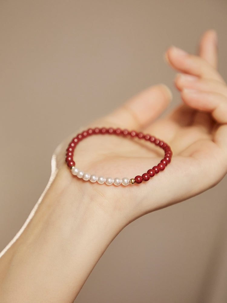 Grace Crimson Cinnarbar Pearl Bracelet