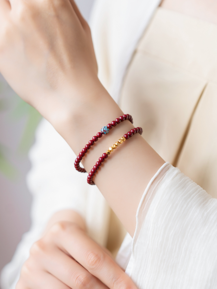 Grace Crimson Cinnabar Cloisonné Double Wrap Bracelet