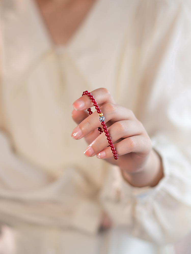 Grace Crimson Cinnabar Cloisonné Bracelet