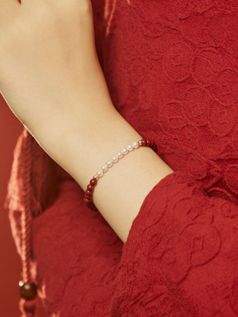 Grace Crimson Cinnarbar Pearl Bracelet