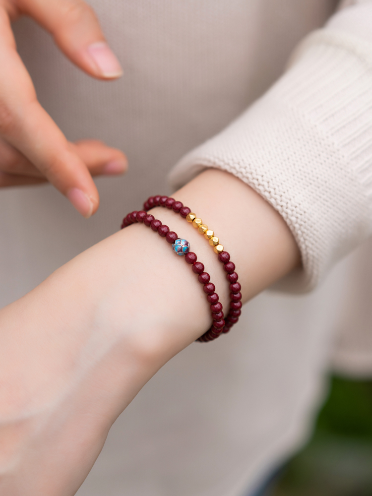 Grace Crimson Cinnabar Cloisonné Double Wrap Bracelet