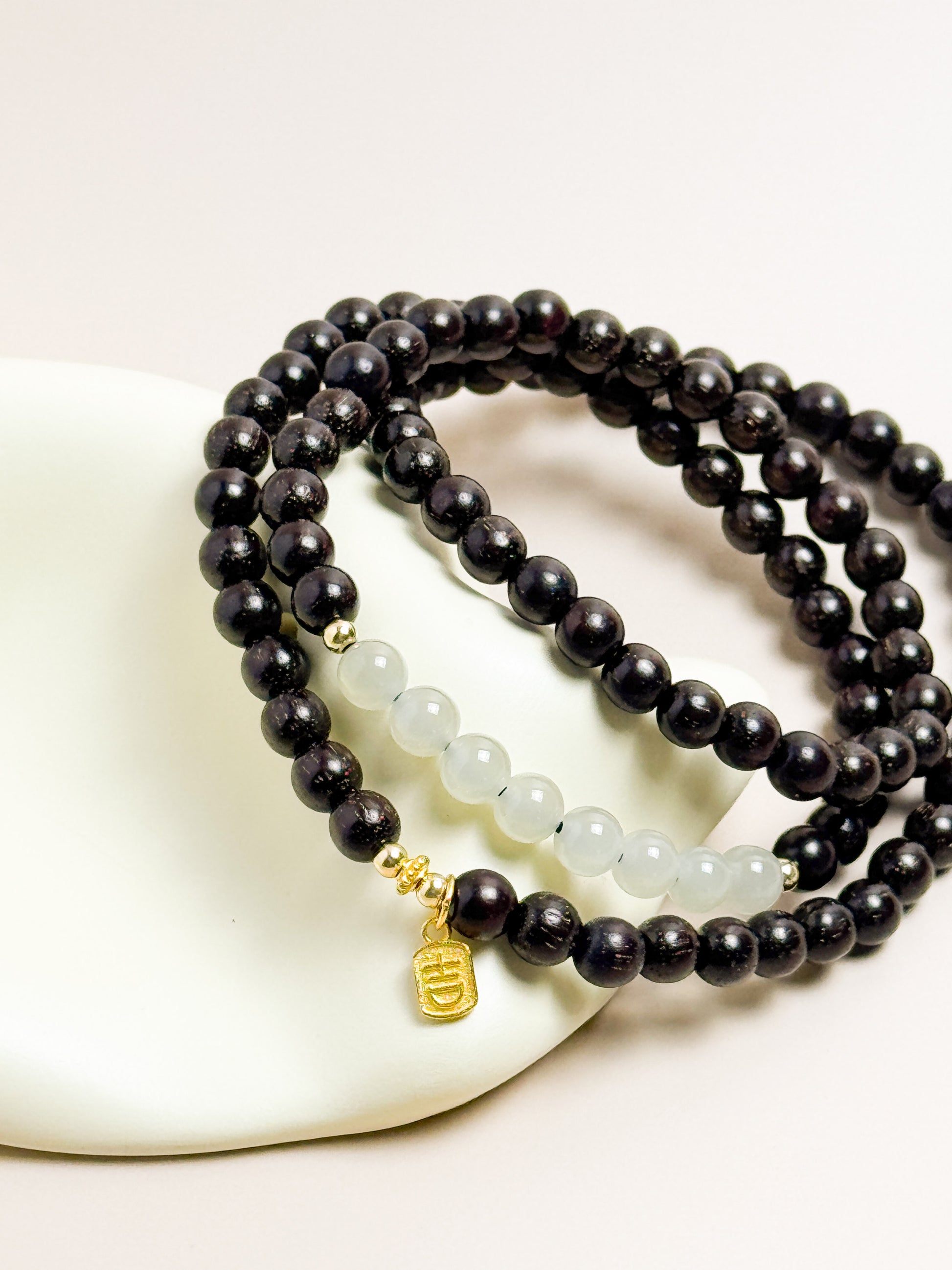 Equilibrium Jade & Sandalwood Stacking Bracelet