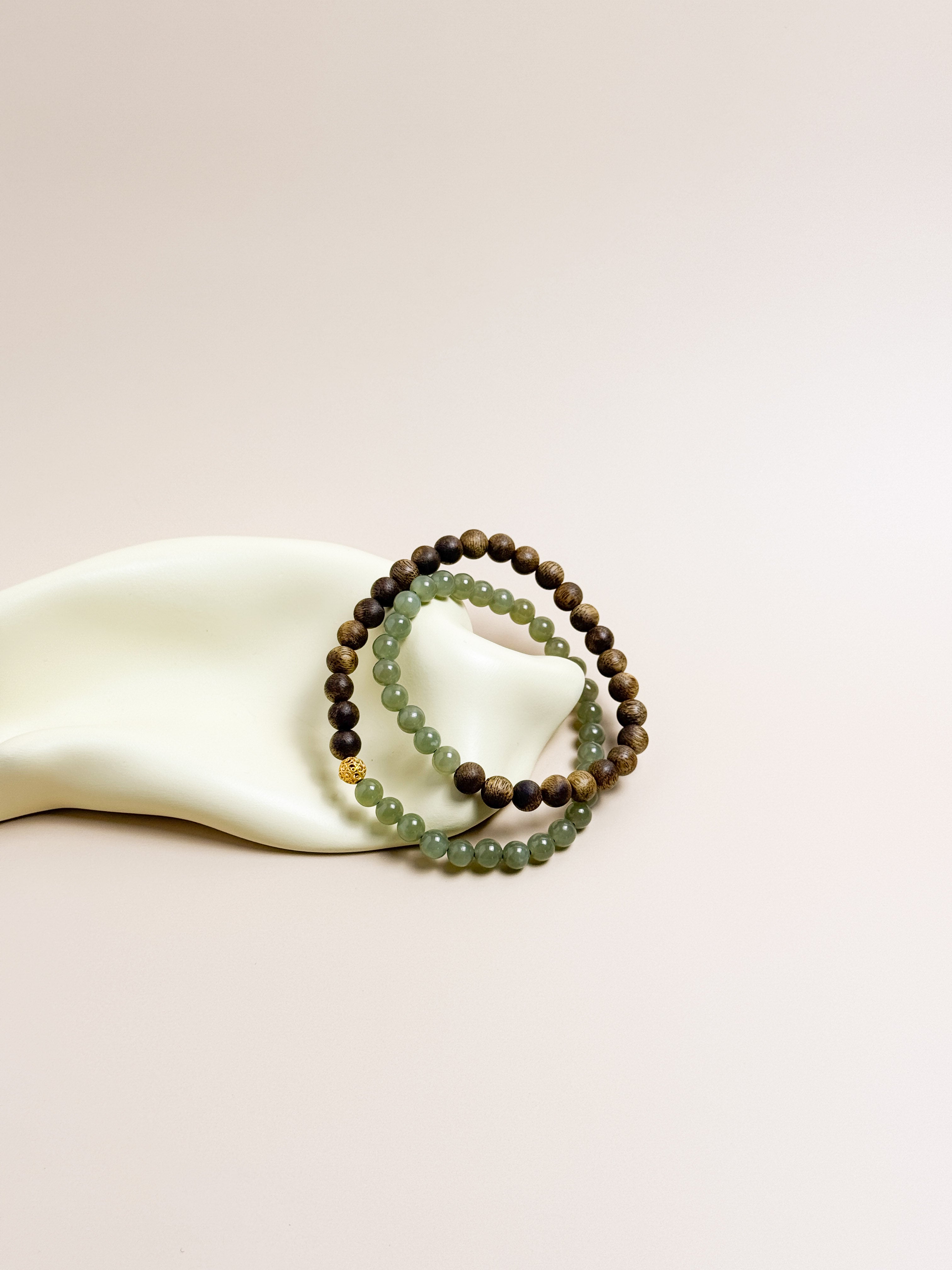 Equilibrium Yin-Yang Jade & Agarwood Double Wrap Bracelet – cerene