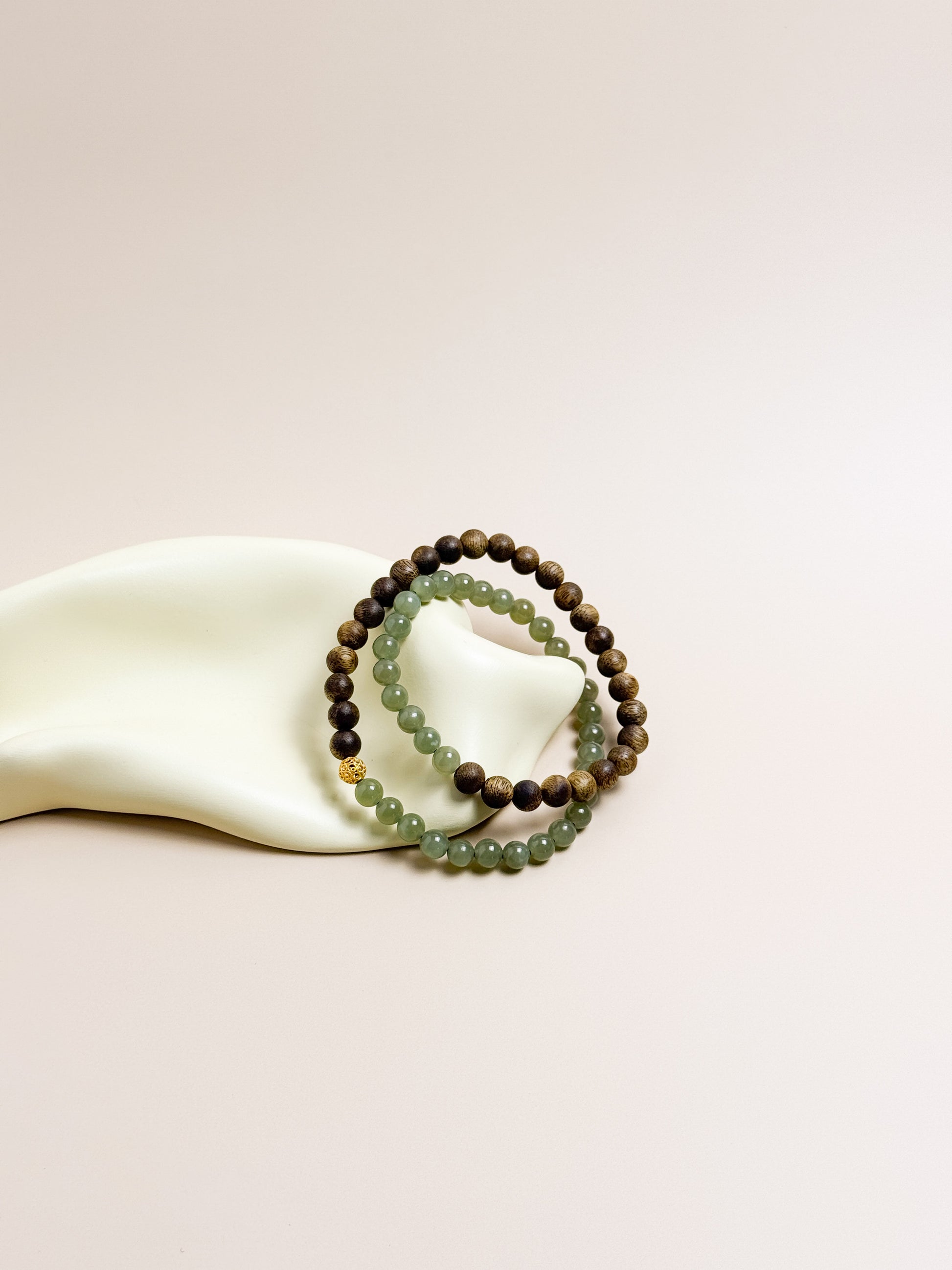 Equilibrium Yin-Yang Jade & Agarwood Double Wrap Bracelet