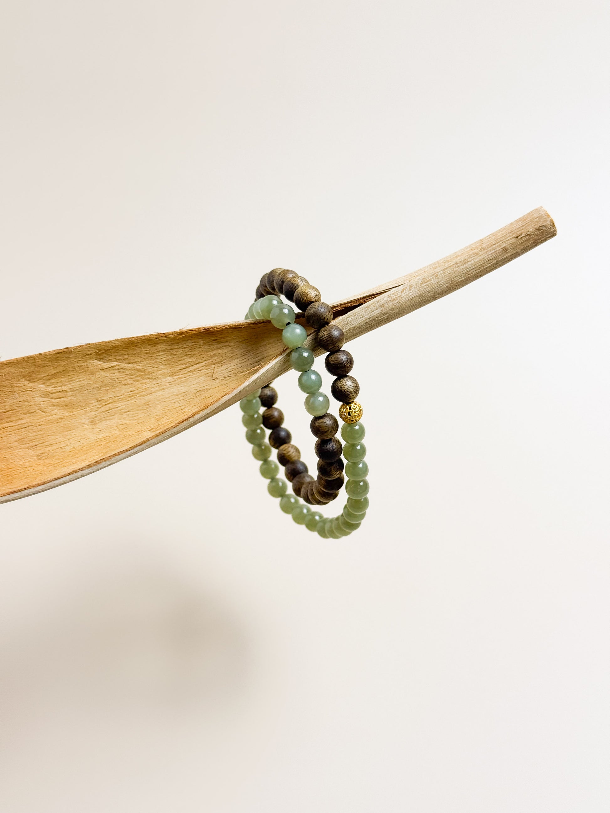 Equilibrium Yin-Yang Jade & Agarwood Double Wrap Bracelet