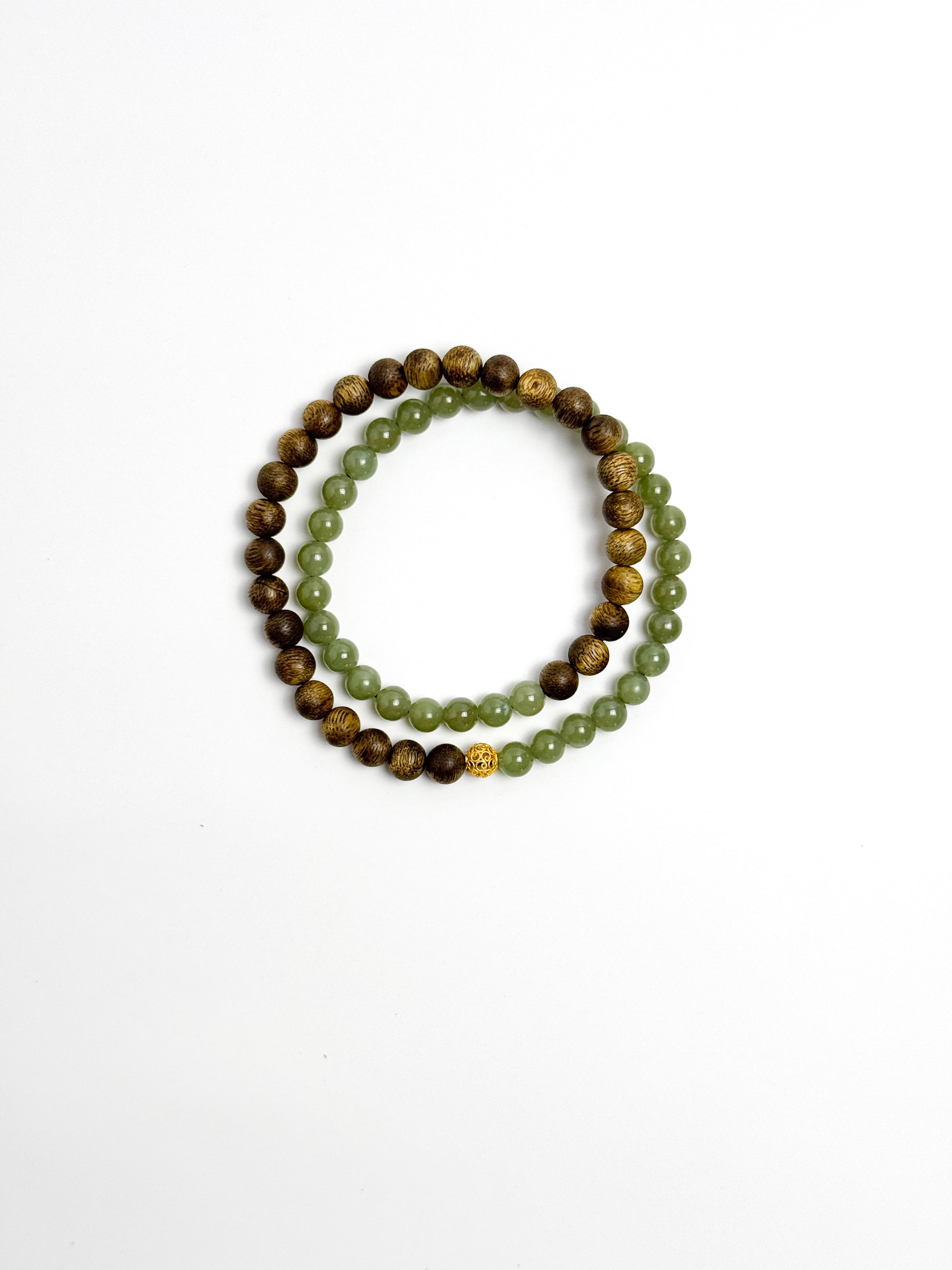 Equilibrium Yin-Yang Jade & Agarwood Double Wrap Bracelet