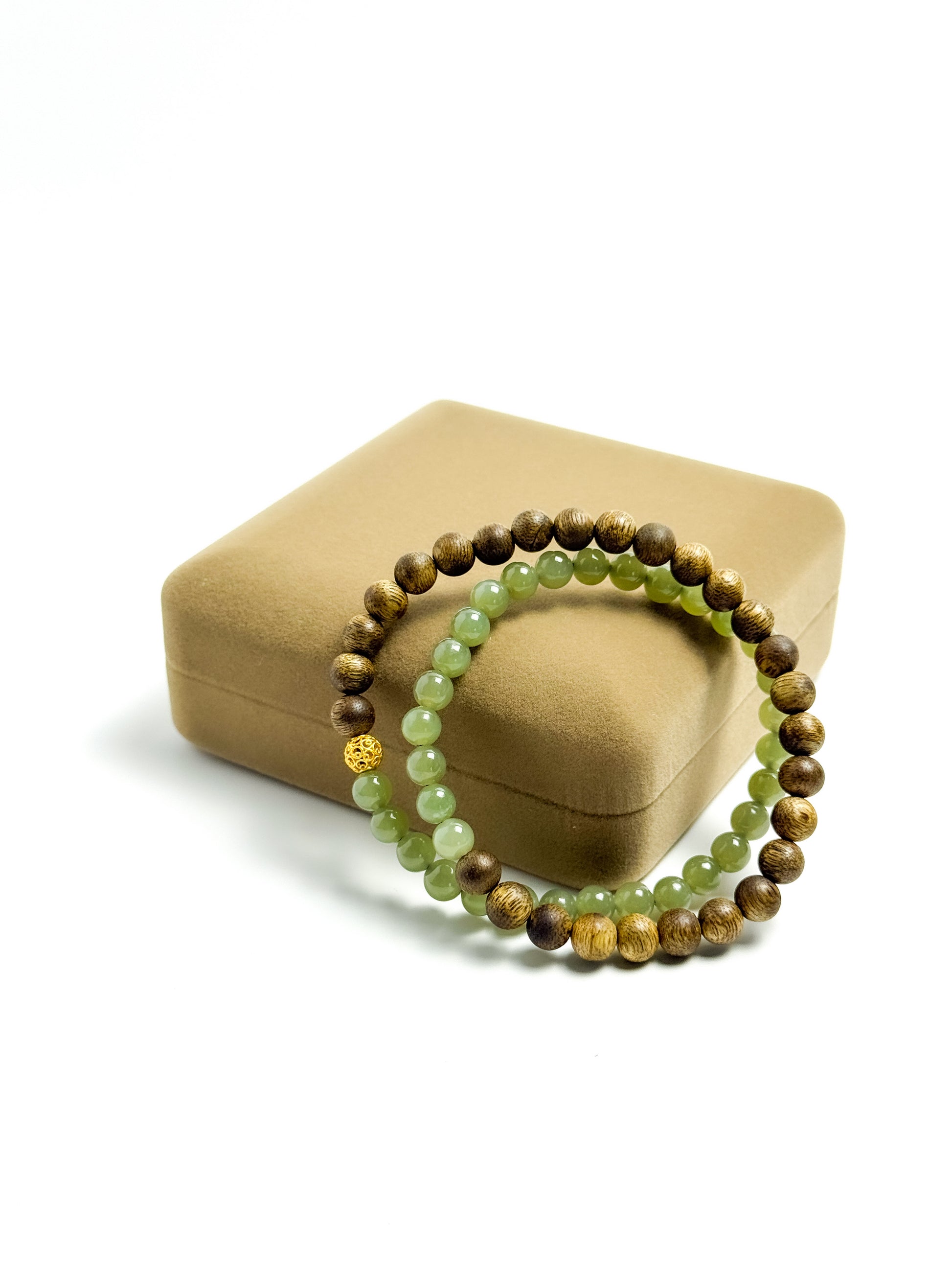 Equilibrium Yin-Yang Jade & Agarwood Double Wrap Bracelet