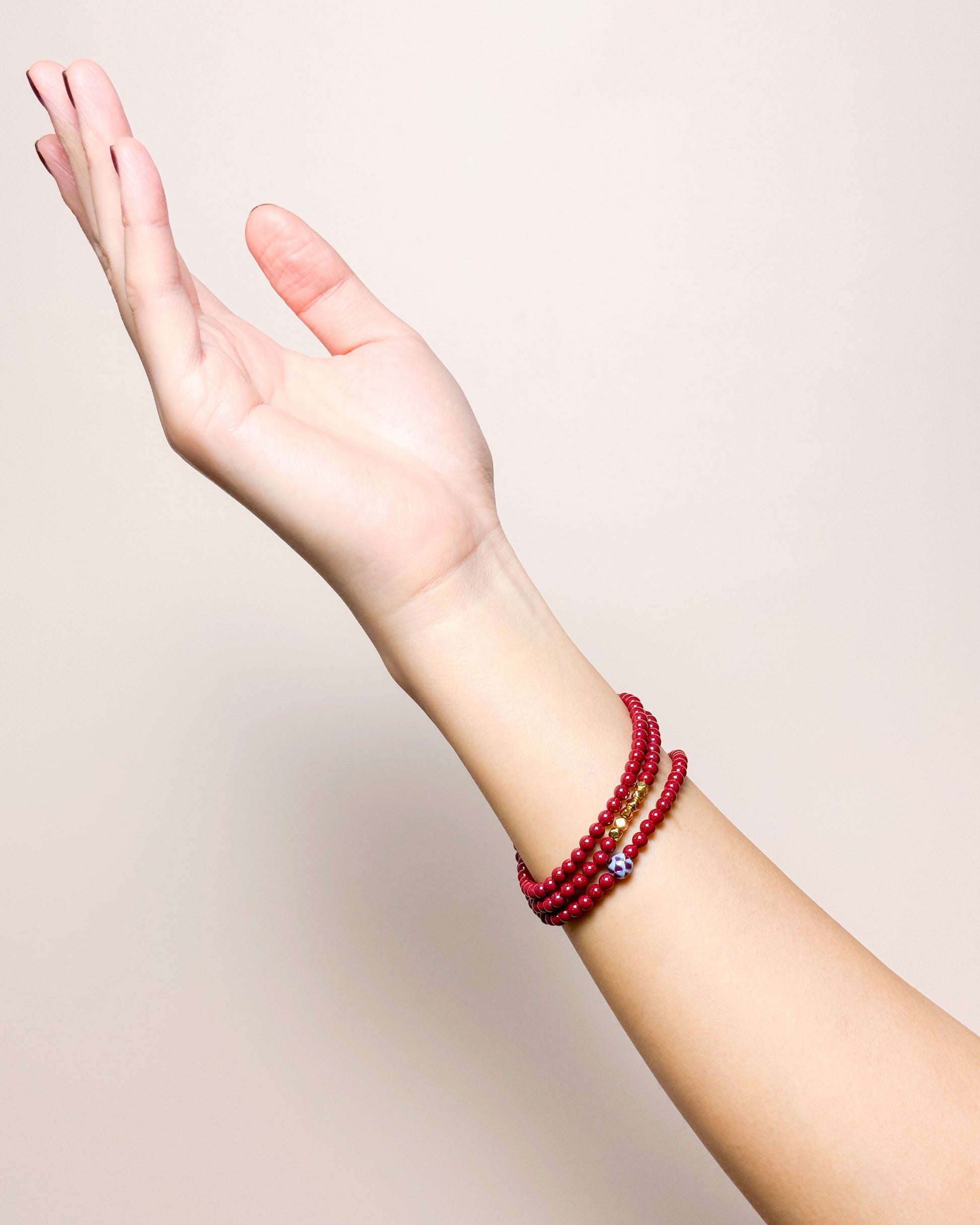 Grace Crimson Cinnabar Cloisonné Stacking Bracelet