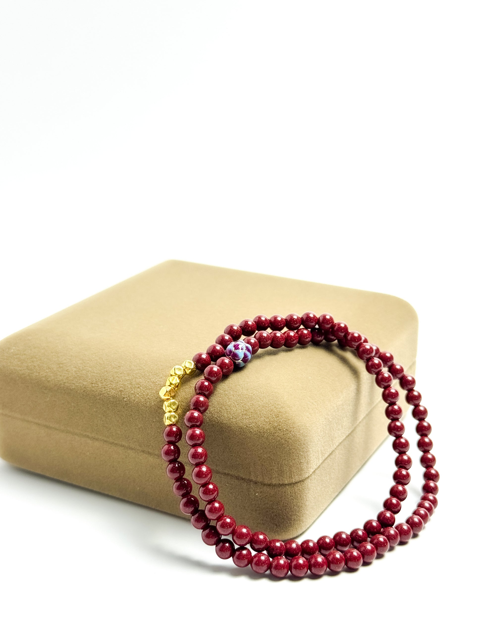 Grace Crimson Cinnabar Cloisonné Double Wrap Bracelet