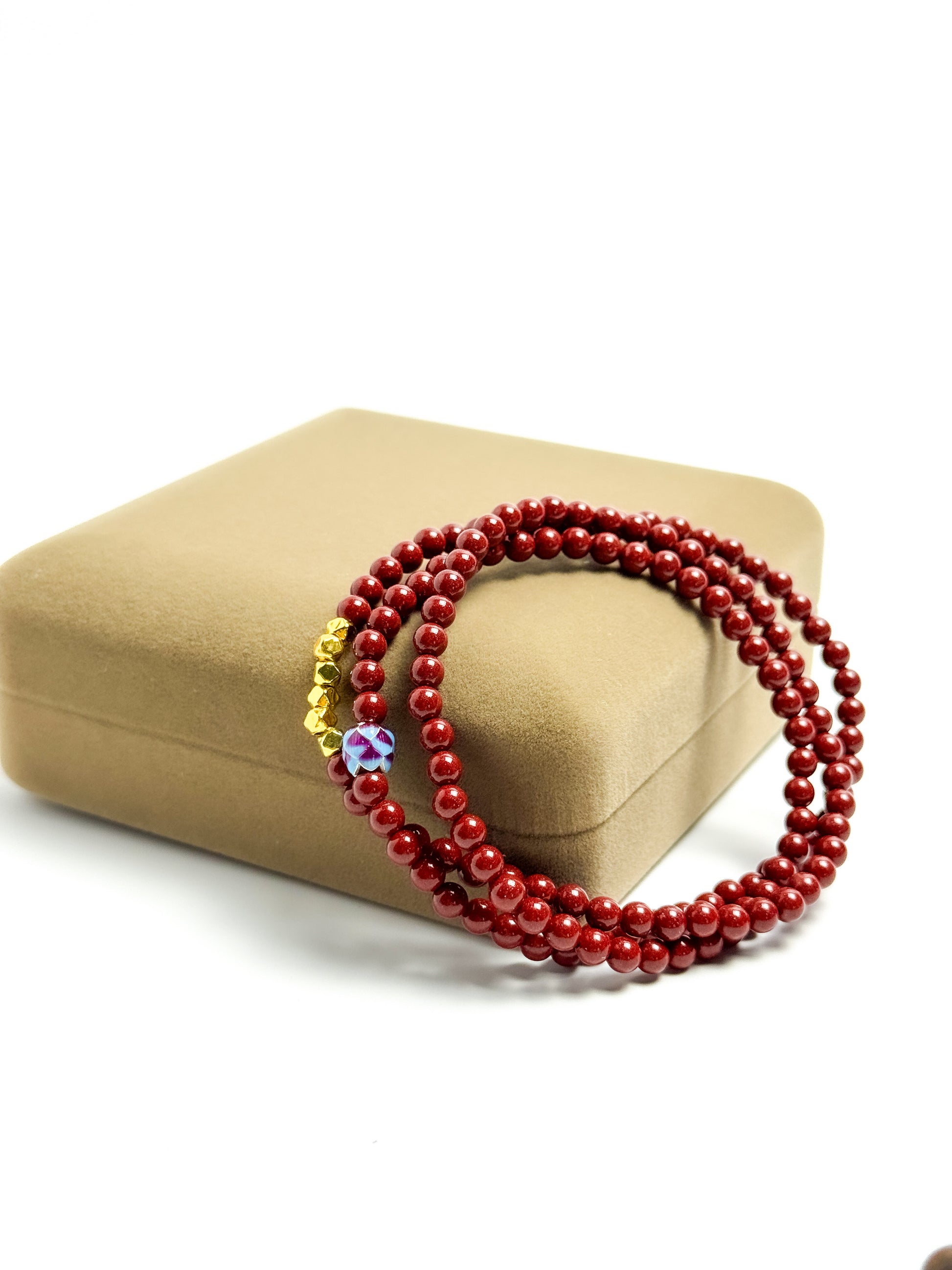 Grace Crimson Cinnabar Cloisonné Stacking Bracelet